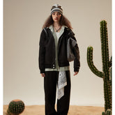 Unisex Jacket Loose Lapel Mechanical Style Jacket Men and Women Same Coat